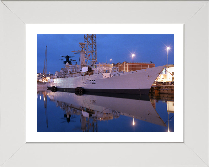 HMS Boxer (F92) Photo Print - Alongside at Dusk 1998 - Royal Navy Type 22 Frigate Posters, Prints, & Visual Artwork Hampshire Prints 10 x 8 White Frame Yes