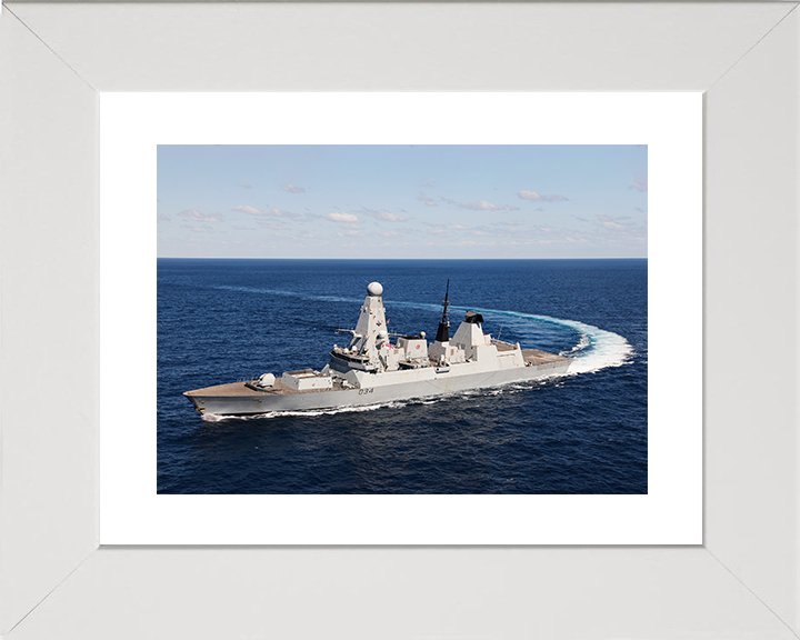 HMS Diamond (D34) Royal Navy Type 45 Destroyer Hard Turn Photo Print Wall Art Decor Posters, Prints, & Visual Artwork Hampshire Prints 10 x 8 White Frame Yes