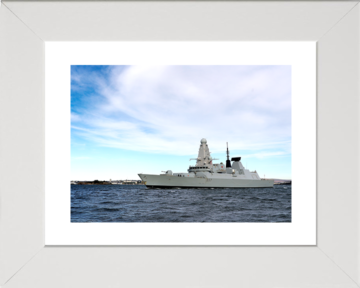 HMS Duncan (D37) Royal Navy Type 45 Destroyer Underway Port Beam View Photo Print Wall Art Decor Posters, Prints, & Visual Artwork Hampshire Prints 10 x 8 White Frame Yes