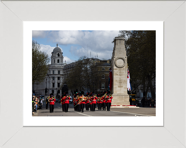 Band of the Coldstream Guards march past The Cenotaph Photo Print - British Army Hampshire Prints 10 x 8 White Frame Yes