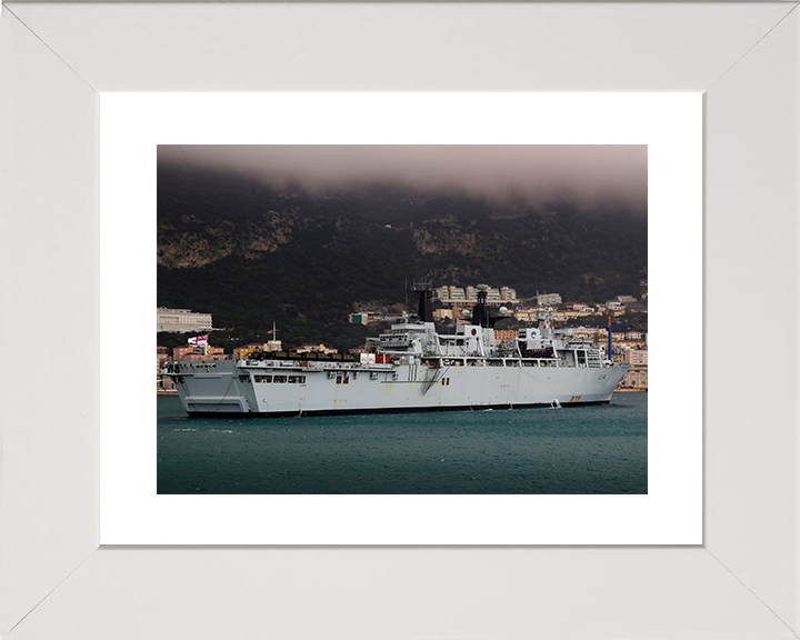 HMS Albion (L14) Royal Navy Albion Class Amphibious Ship Entering Harbour Photo Print Wall Art Naval Decor Posters, Prints, & Visual Artwork Hampshire Prints 10 x 8 White Frame Yes