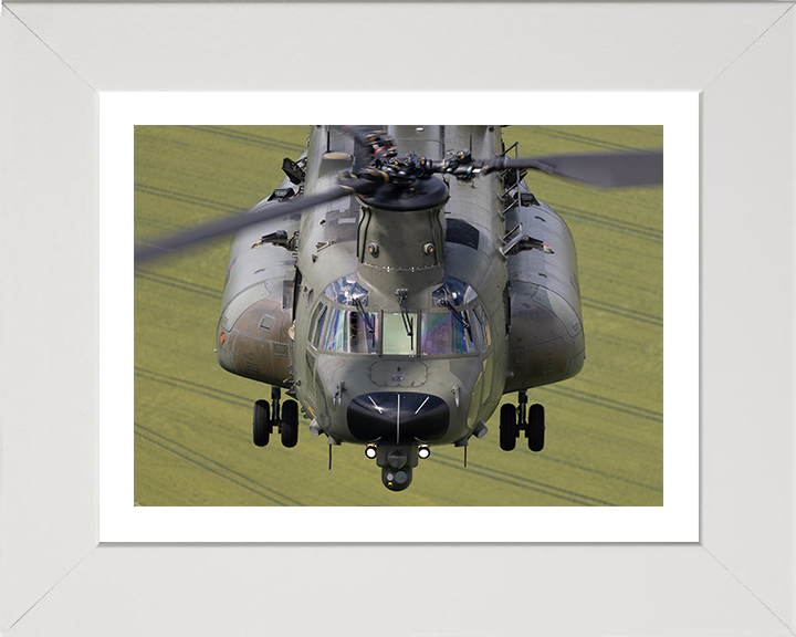 RAF Chinook Helicopter closeup Photo Print - Royal Air Force Aircraft Hampshire Prints 10 x 8 White Frame Yes