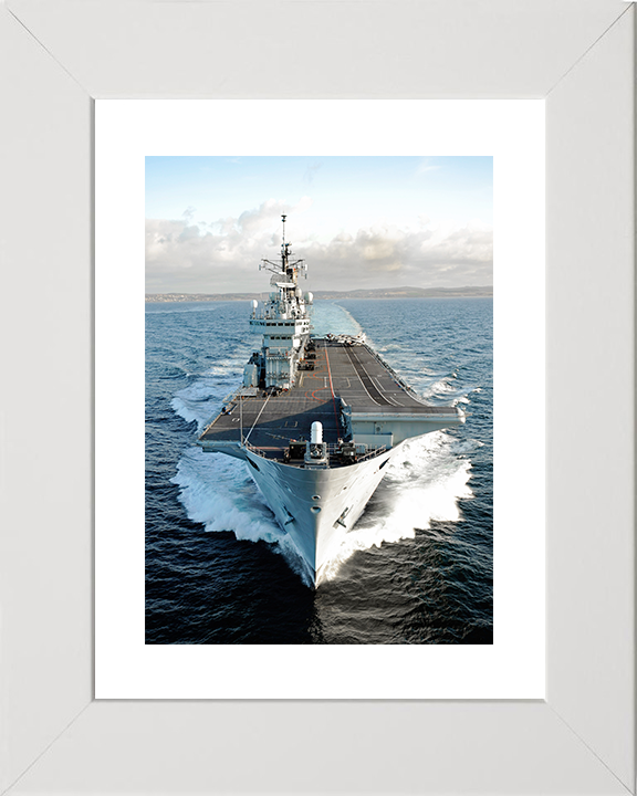 HMS Ark Royal (R07) Royal Navy Invincible Class Aircraft Carrier Underway Bow View Photo Print Wall Art Decor Posters, Prints, & Visual Artwork Hampshire Prints 10 x 8 White Frame Yes