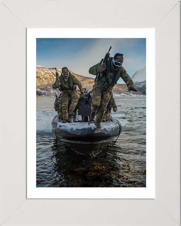 Royal Marines Commandos During a cold weather beach Landing exercise Photo Print Hampshire Prints 10 x 8 White Frame Yes