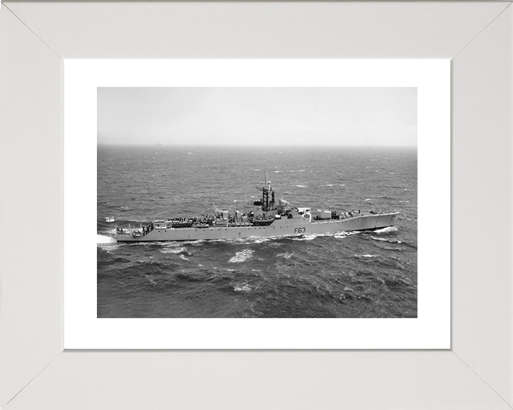 HMS Scarborough (F63) Photo Print - At Sea 1960 - Royal Navy Whitby Class Frigate Posters, Prints, & Visual Artwork Hampshire Prints 10 x 8 White Frame Yes