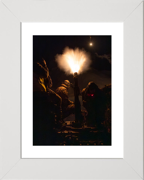 Royal Marine Commando Mortar Team Night Firing Photo Print 45 Commando Marines Wall Art Military Decor UK Posters, Prints, & Visual Artwork Hampshire Prints 10 x 8 White Frame Yes