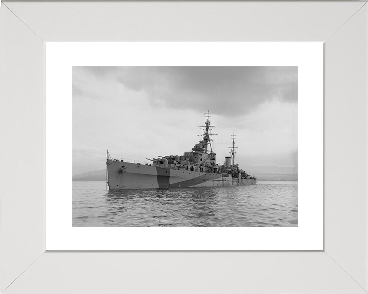 HMS Bellona (63) Royal Navy Dido Class Light Cruiser Port Side View Photo Print Wall Art Decor Posters, Prints, & Visual Artwork Hampshire Prints 10 x 8 White Frame Yes