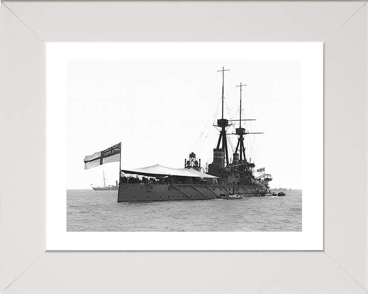 HMS Temeraire (1907) Photo Print - Spithead 1909 - Royal Navy Bellerophon Class Battleship Hampshire Prints 10 x 8 White Frame Yes
