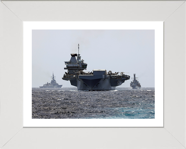HMS Prince of Wales (R09) Photo Print - The Red Sea 2025 - Royal Navy Queen Elizabeth Class Aircraft Carrier Hampshire Prints 10 x 8 White Frame Yes