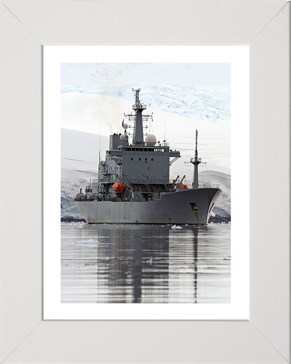 HMS Scott (H131) Photo Print - Starboard Reflections - Royal Navy Ocean Survey Vessel Hampshire Prints 10 x 8 White Frame Yes