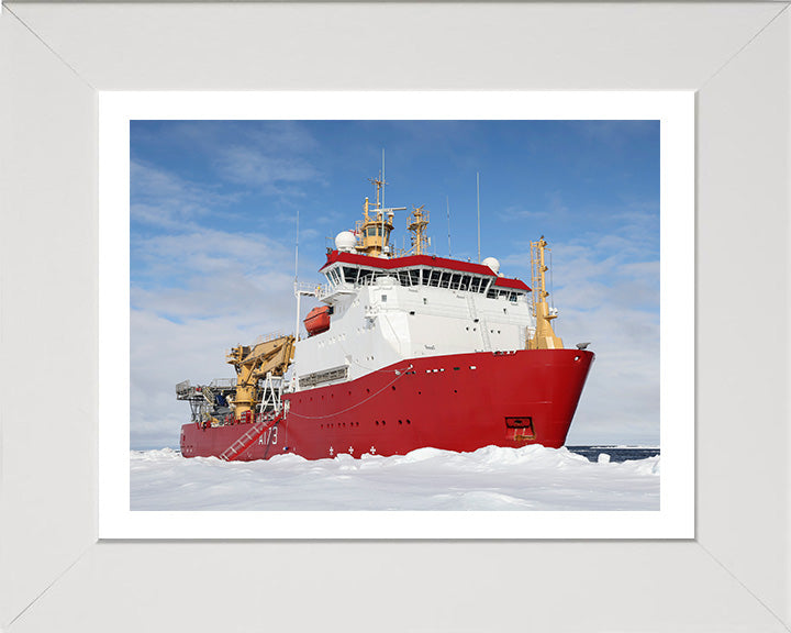 HMS Protector (A173) Photo Print - Surrounded by Ice - Royal Navy Ice Patrol Vessel Hampshire Prints 10 x 8 White Frame Yes