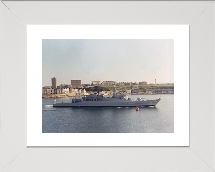 HMS Amazon (F169) Royal Navy Type 21 Frigate Leaving Plymouth Photo Print Wall Art Decor Posters, Prints, & Visual Artwork Hampshire Prints 10 x 8 White Frame Yes