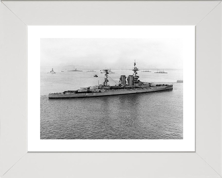 HMS Barham (04) Photo Print - Scapa Flow 1917 - Royal Navy Queen Elizabeth Class Battleship Hampshire Prints 10 x 8 White Frame Yes