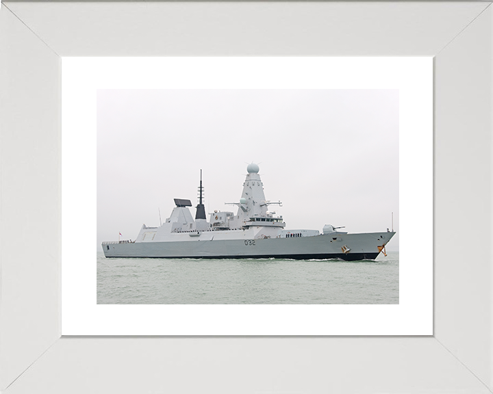 HMS Daring (D32) Royal Navy Type 45 Destroyer Entering Harbour Photo Print Wall Art Decor Posters, Prints, & Visual Artwork Hampshire Prints 10 x 8 White Frame Yes