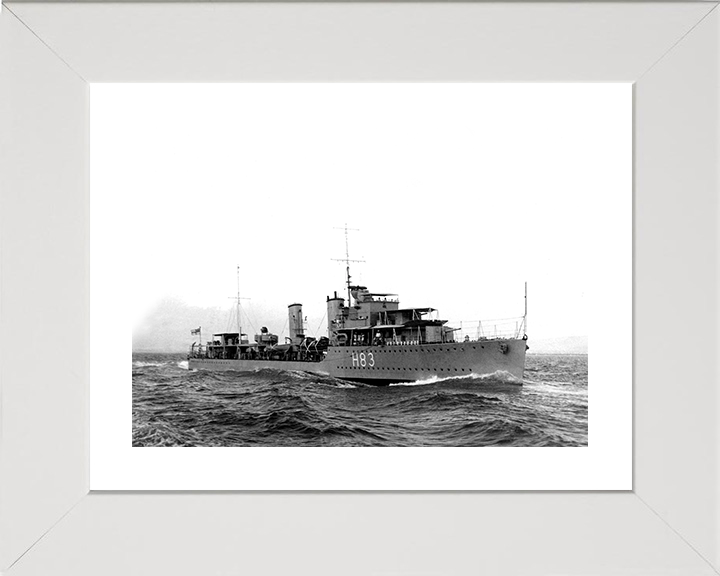 HMS Cygnet (H83) Photo Print - At Sea - Royal Navy C Class Destroyer Posters, Prints, & Visual Artwork Hampshire Prints 10 x 8 White Frame Yes
