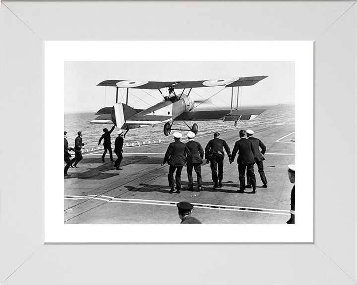 RAF Sopwith Pup Flight deck Landing Photo Print - Royal Air Force Aircraft Hampshire Prints 10 x 8 White Frame Yes
