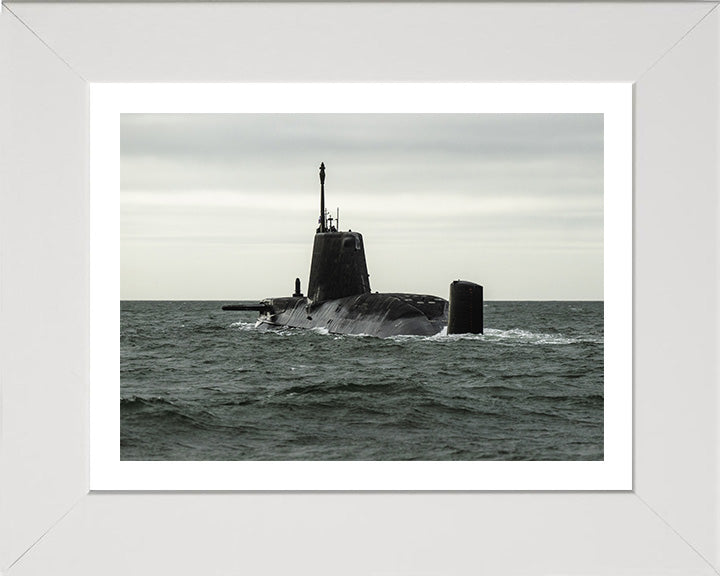 HMS Anson (S123) Photo Print - Port Quarter - Royal Navy Astute Class Submarine Hampshire Prints 10 x 8 White Frame Yes