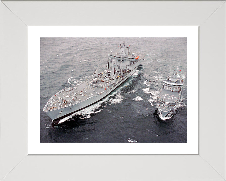 RFA Wave Knight (A389) Photo Print - RAS With HMS Echo 03 - Royal Fleet Auxiliary Wave Class Tanker Posters, Prints, & Visual Artwork Hampshire Prints 10 x 8 White Frame Yes