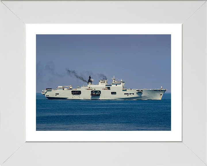 HMS Ocean (L12) Photo Print - Starboard View 2016 - Royal Navy Landing Platform Helicopter Hampshire Prints 10 x 8 White Frame Yes