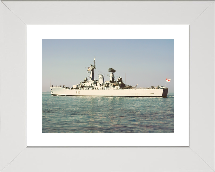 HMS Diomede (F16) Royal Navy Leander Class Frigate Leaving Portsmouth Photo Print Wall Art Decor Posters, Prints, & Visual Artwork Hampshire Prints 10 x 8 White Frame Yes