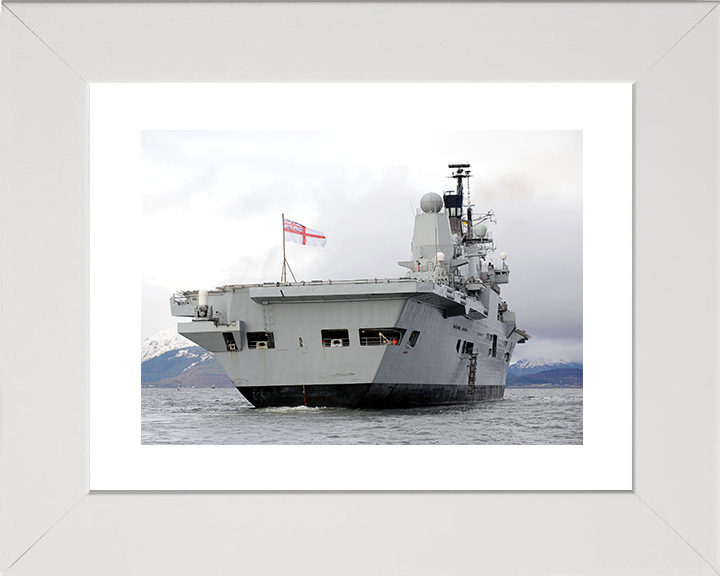 HMS Ark Royal (R07) Royal Navy Invincible Class Aircraft Carrier Stern View 2009 Photo Print Wall Art Decor Posters, Prints, & Visual Artwork Hampshire Prints 10 x 8 White Frame Yes