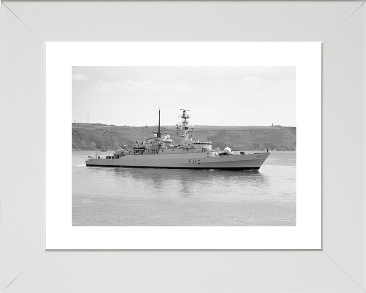 HMS Ambuscade (F172) Royal Navy Type 21 Frigate Starboard View Black and White Photo Print Wall Art Decor Posters, Prints, & Visual Artwork Hampshire Prints 10 x 8 White Frame Yes