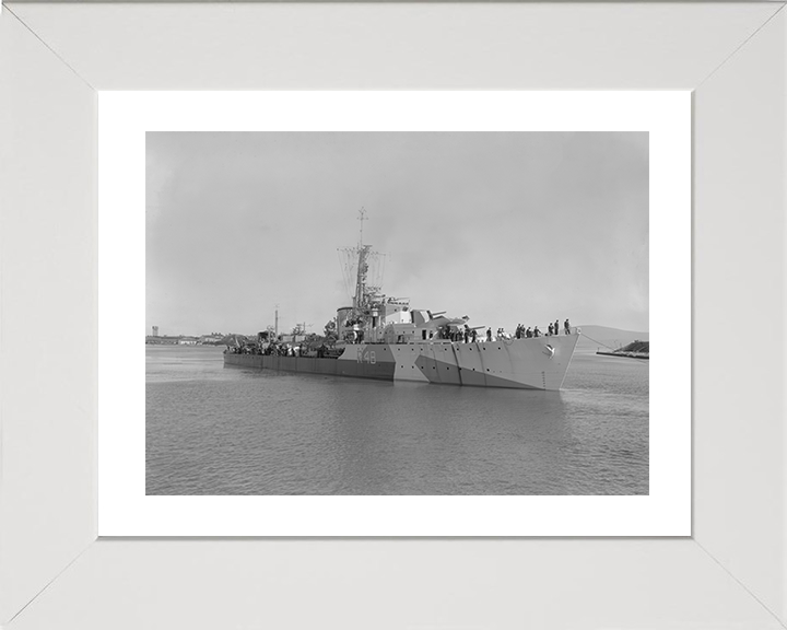 HMS Wrangler (R48) Photo Print - At Anchor 1944 - Royal Navy W Class Destroyer Hampshire Prints 10 x 8 White Frame Yes