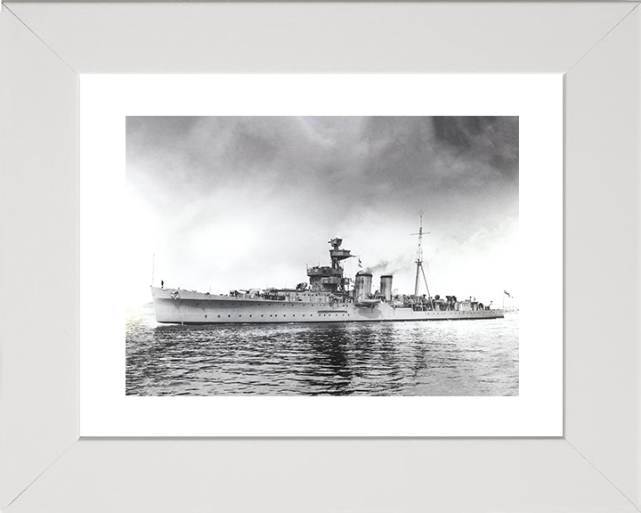 HMS Cairo (D87) Royal Navy C Class Light Cruiser Port Side View Photo Print Wall Art Decor Posters, Prints, & Visual Artwork Hampshire Prints 10 x 8 White Frame Yes