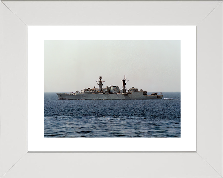HMS Brazen (F91) Royal Navy Type 22 Frigate Port Beam View at Sea Photo Print Wall Art Decor Posters, Prints, & Visual Artwork Hampshire Prints 10 x 8 White Frame Yes