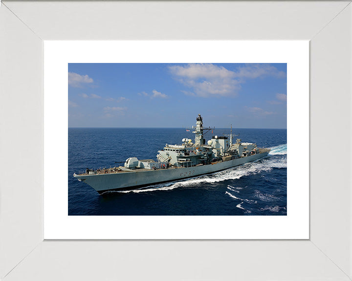 HMS Westminster (F237) Photo Print - Underway High Port Bow View - Royal Navy Type 23 Frigate Hampshire Prints 10 x 8 White Frame Yes