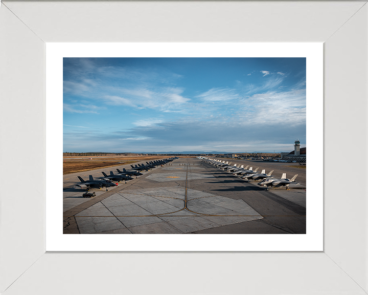 RAF USAF and RAAF F-35s on the line Photo Print - Royal Air Force Aircraft Hampshire Prints 10 x 8 White Frame Yes