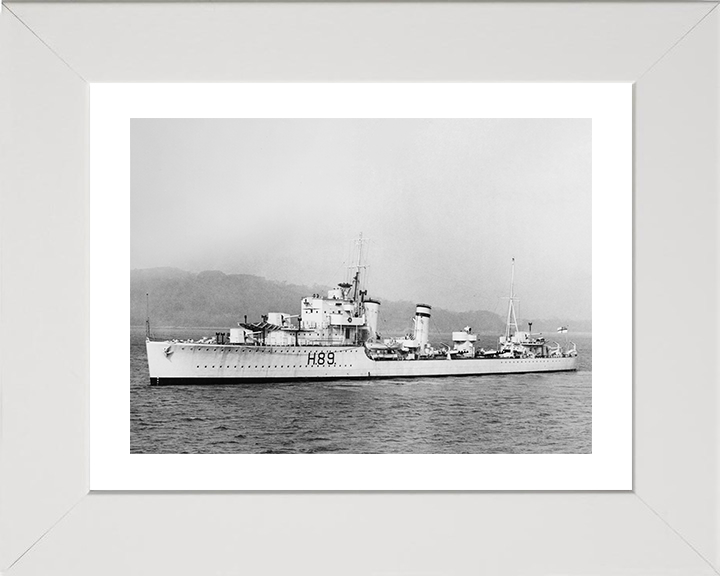 HMS Grafton (H89) Photo Print - At Sea 1936 - Royal Navy G Class Destroyer Posters, Prints, & Visual Artwork Hampshire Prints 10 x 8 White Frame Yes