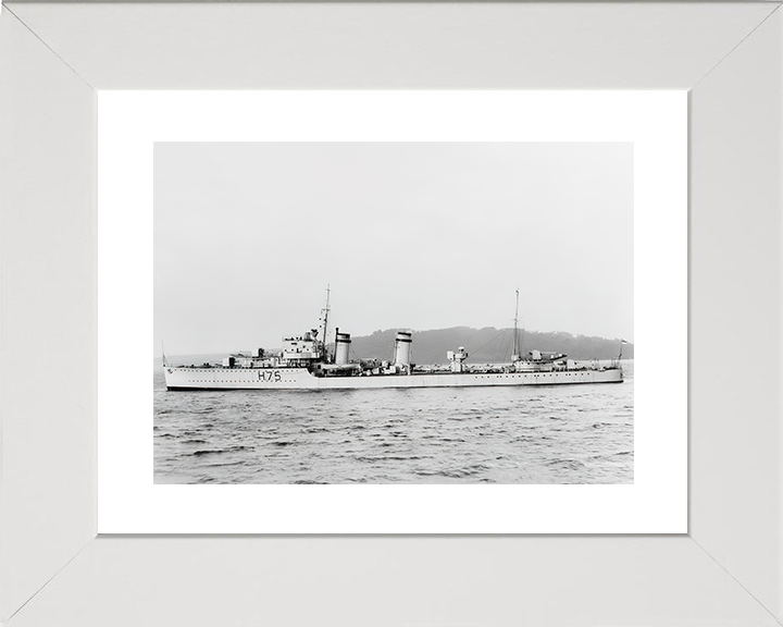 HMS Decoy (H75) Royal Navy D Class Destroyer Port Beam View Photo Print Wall Art Decor Posters, Prints, & Visual Artwork Hampshire Prints 10 x 8 White Frame Yes