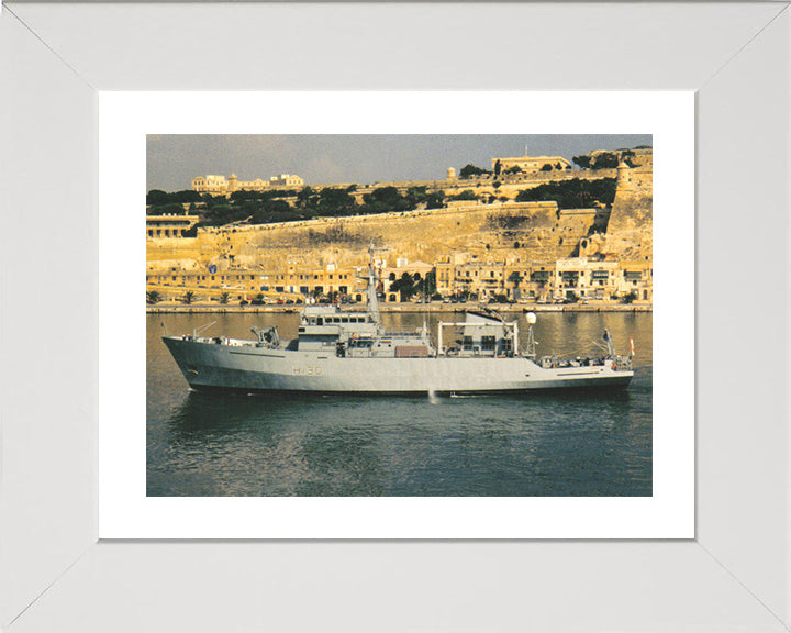 HMS Roebuck (H130) Photo Print - Valletta Malta - Royal Navy Coastal Survey Vessel Hampshire Prints 10 x 8 White Frame Yes