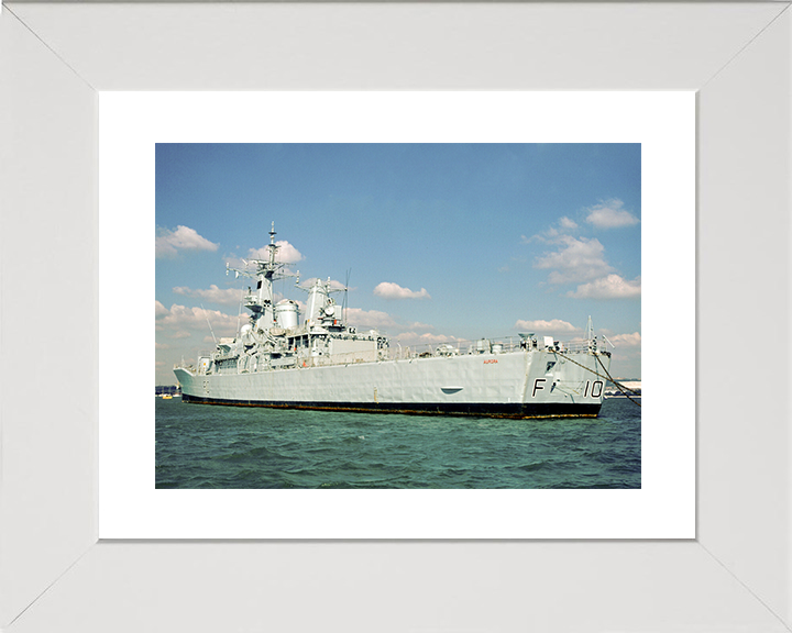 HMS Aurora (F10) Royal Navy Leander Class Frigate At A Buoy Photo Print Wall Art Decor Posters, Prints, & Visual Artwork Hampshire Prints 10 x 8 White Frame Yes