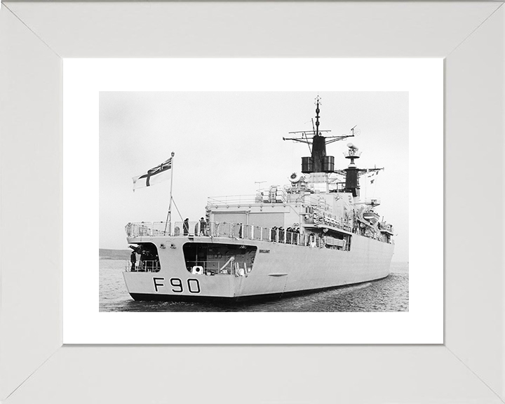 HMS Brilliant (F90) Royal Navy Type 22 Frigate Low Starboard Quarter View Photo Print Wall Art Decor Posters, Prints, & Visual Artwork Hampshire Prints 10 x 8 White Frame Yes