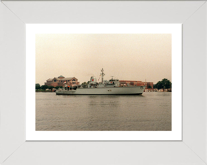 HMS Dulverton (M35) Photo Print - Washington - Royal Navy Hunt Class Mine Warfare Vessel Hampshire Prints 10 x 8 White Frame Yes