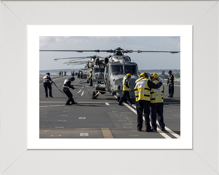 Helicopter Embark HMS Prince of Wales 2025 Photo Print - Royal Navy Aircraft Hampshire Prints 10 x 8 White Frame Yes