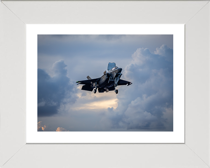 F-35B Lighting Jet Hovering Before Landing Photo Print - Royal Navy Aircraft Posters, Prints, & Visual Artwork Hampshire Prints 10 x 8 White Frame Yes