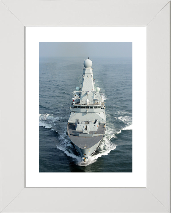 HMS Daring (D32) Royal Navy Type 45 Destroyer High Bow View Photo Print Wall Art Decor Posters, Prints, & Visual Artwork Hampshire Prints 10 x 8 White Frame Yes