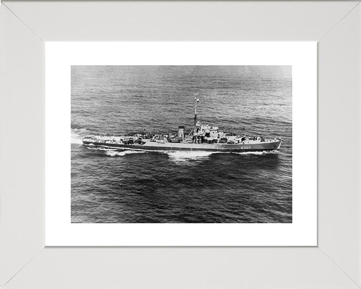 HMS Dominica (K507) Royal Navy Colony Class Frigate At sea 1944 Photo Print Wall Art Decor Posters, Prints, & Visual Artwork Hampshire Prints 10 x 8 White Frame Yes