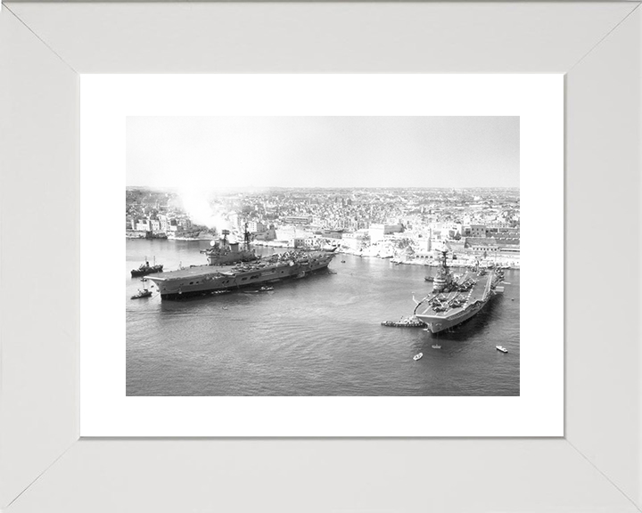 HMS Centaur (R06) and HMS Eagle (R05) Royal Navy Aircraft Carriers Malta Photo Print Wall Art Decor Posters, Prints, & Visual Artwork Hampshire Prints 10 x 8 White Frame Yes