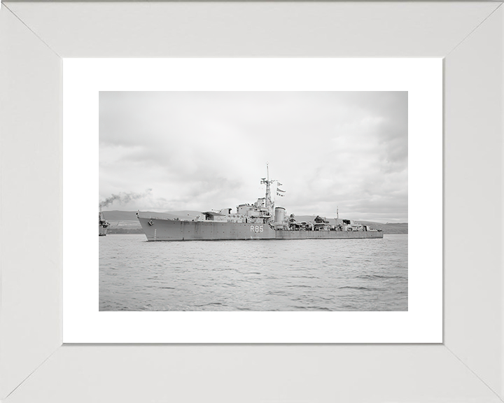 HMS Cambrian (R85) Royal Navy C Class Destroyer Port Side View Photo Print Wall Art Decor Posters, Prints, & Visual Artwork Hampshire Prints 10 x 8 White Frame Yes
