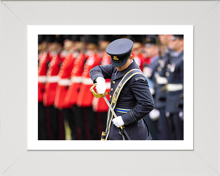RAF Regiment officer replacing sword Photo Print - Royal Air Force Hampshire Prints 10 x 8 White Frame Yes