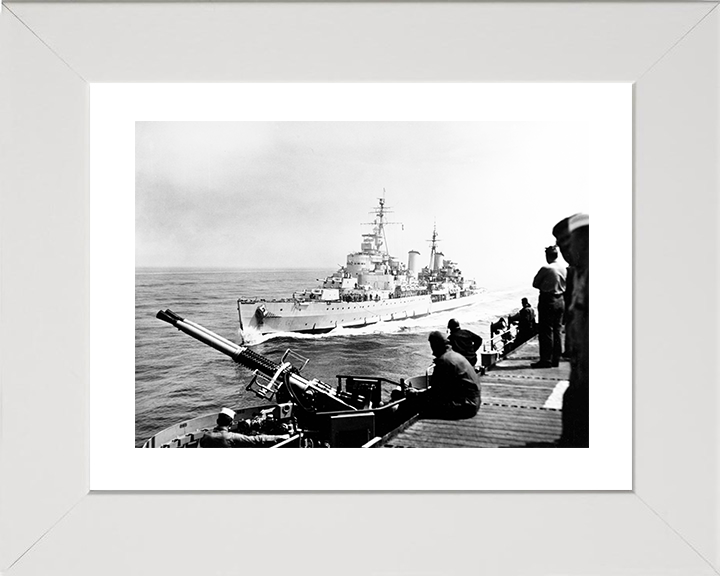 HMS Belfast (C35) Photo Print - At Sea 1952 - Royal Navy Town Class Light Cruiser Hampshire Prints 10 x 8 White Frame Yes
