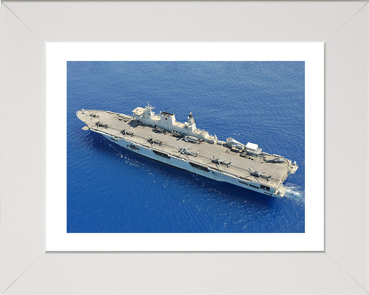 HMS Ocean (L12) Photo Print - Flight Deck View 2011 - Royal Navy Landing Platform Helicopter Hampshire Prints 10 x 8 White Frame Yes