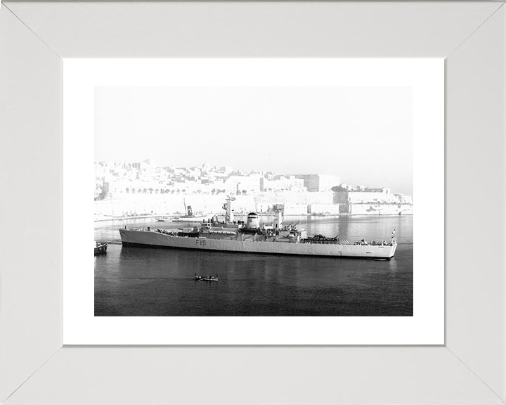 HMS Euryalus (F15) Photo Print - Malta 1971 - Royal Navy Leander Class Frigate Hampshire Prints 10 x 8 White Frame Yes