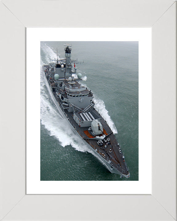 HMS Lancaster (F229) Photo Print - High Starboard Bow View - Royal Navy Type 23 Frigate Hampshire Prints 10 x 8 White Frame Yes
