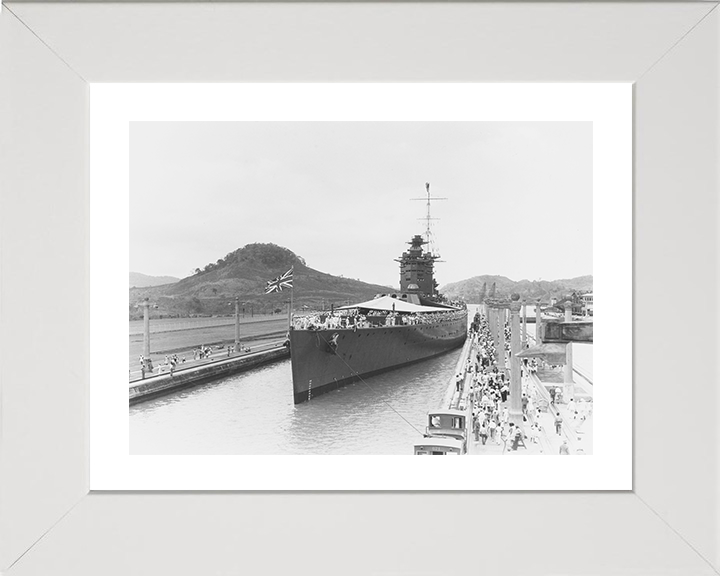 HMS Nelson (28) Photo Print - Panama Canal 1930 - Royal Navy Nelson Class Battleship Hampshire Prints 10 x 8 White Frame Yes