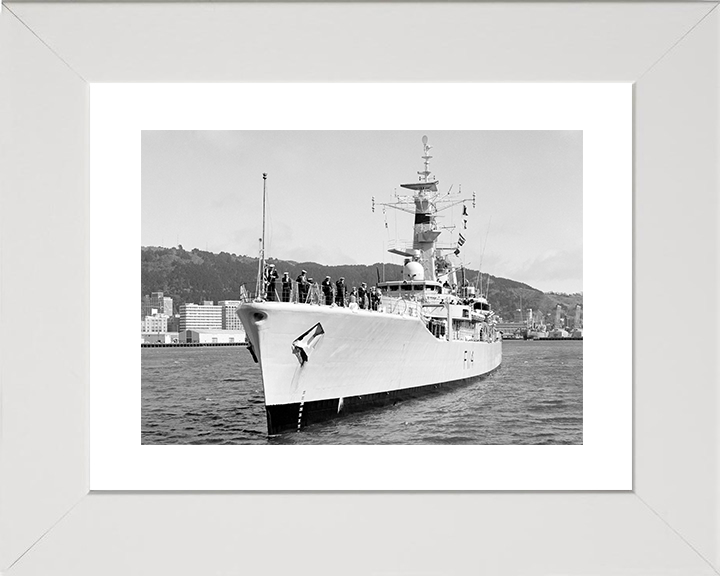 HMS Ajax (F114) Royal Navy Leander Class Frigate Photo Print Port Bow View Warship Wall Art Posters, Prints, & Visual Artwork Hampshire Prints 10 x 8 White Frame Yes